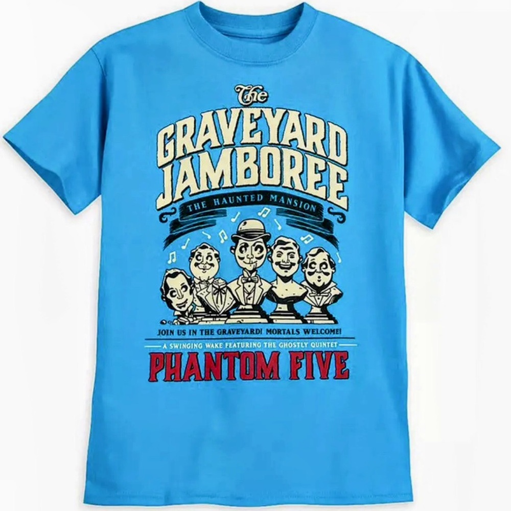 Disney Parks Haunted Mansion Graveyard Jamboree Phantom Five T Shirt Youth Large